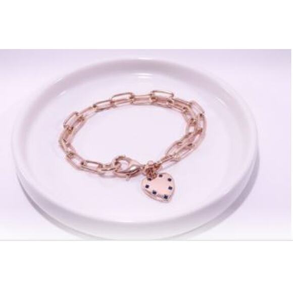 kate spade Jewelry - Banana Republic Double Paper Clip Link Puffy Heart Rainbow Bracelet NWT 38